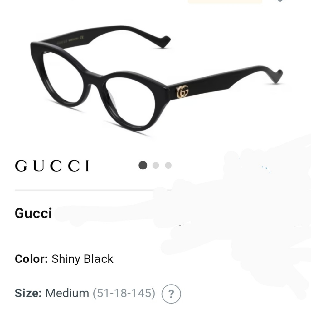 Gucci Glossy Black Cat-Eye Glasses - Picture 2 of 12